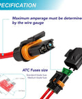 Ato Atc Inline Fuse Holder Kit With IP67 Waterproof Sealed Fuse Block showing red wire gauge and blade fuse connection.