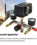Yellow Bottom Air Compressor Pressure Switch Regulator Kit With Gauge 90 To 120 PSI Connector for versatile applications