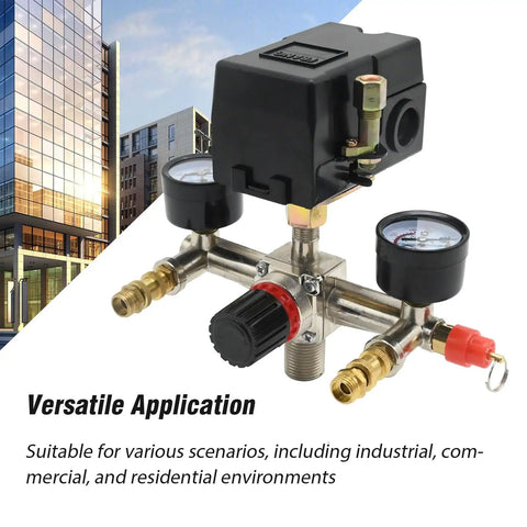 Yellow Bottom Air Compressor Pressure Switch Regulator Kit With Gauge 90 To 120 PSI Connector for versatile applications