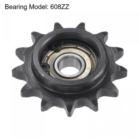 No Sweat 13 Tooth Chain Idler Sprocket With A Rock Solid 3/8 Inch Pitch And 8 Mm Bore close-up view showing 608ZZ bearing.