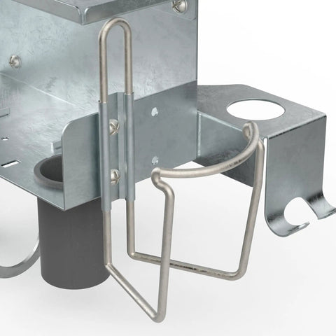 Heavy Duty Welder Cylinder Organizer Snap On Plated Steel Clip Mount Fits Wide Tank Shoulders Holds Welding Guns Cups And More Solid Workshop Gear Rig close-up of mounted steel clips