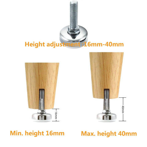Beefy 10 Piece Adjustable Leveling Feet M8x25mm Heavy Duty Levelers height adjustment 16mm to 40mm for furniture legs