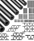 Upgrade Your Ride With This Awesome 6.6 Ft Silicone Vacuum Hose Kit Featuring 12 Sizes And 128 Connectors For Engine Tuning High Heat Resistance Up To 130 PSI Plus Kink Proof Performance That Keeps Your Lines Strong. Silicone vacuum hose kit with 6 black hoses and 128 connectors, shown laid out