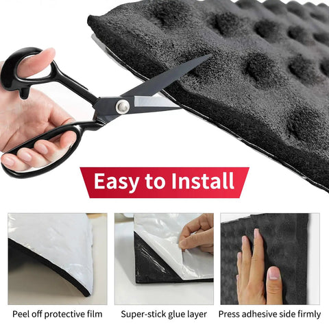 Professional Grade Self Adhesive Acoustic Foam Panels With Egg Crate Wave Design for Straight Fire Sound Dampening installation steps