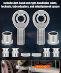 Two Pair One Point Twenty Five Inch Chromoly Steel Heim Joint Rod End Kit With Rh And Lh Threads tube adapters and locknuts.