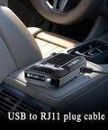 Replacement Radar Detector Cable USB to RJ11 Power Cord 5 Feet Long with radar detector on car console