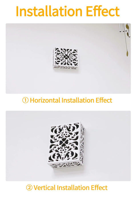 Large White Doorbell Chime Cover Box For Wall Mount, Decorative Wood Piano Paint Design, installed horizontally and vertically indoors
