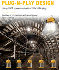 Plug-n-play design for Ultra Bright 100W Temporary Work Light with 5000K Daylight Output, 13,000 Lumens, 10ft Cord setup shown in tunnel