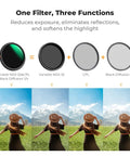 Comparison of camera shots using 82mm Dope Diffusion Mist Filter With ND Quarter And Variable ND Two To Thirty Two Stops One To Five Plus Circular Polarizer CPL For Camera Lenses Nano X Series 28 Multi Coated Pro Grade All In One HD Filter