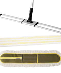 Top Shelf 36 Inch Heavy Duty Dust Mop For Hardwood Floors Featuring Absorbent Pad And Quick Grip Handle with metal pole and washable pad.