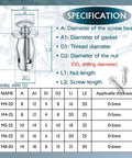 Petal Nut Expansion Screws Kit For Metal Frames 50Pcs Jack Nuts M4 M5 M6 M8 Heavy Duty Galvanized Carbon Steel Rustproof Rivet Nuts Fasteners specifications chart