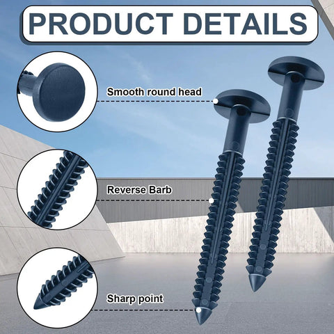 Close-up of 18 Pack 3 Inch Vinyl Shutter Fasteners Kit With Lok Pins Screws Pegs Shutter Spikes And Anchors For Window Panels