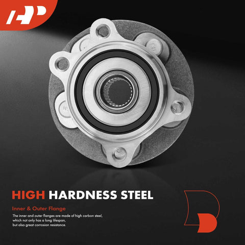 Close-up of high hardness steel front wheel bearing and hub for Pair Front Wheel Bearing And Hub Assembly For Toyota Camry 2018 Through 2022 2.5L Gas Except Hybrid Avalon 2021 2.5L Gas And Lexus ES250 2021 Through 2023 With 5 Lug Pattern