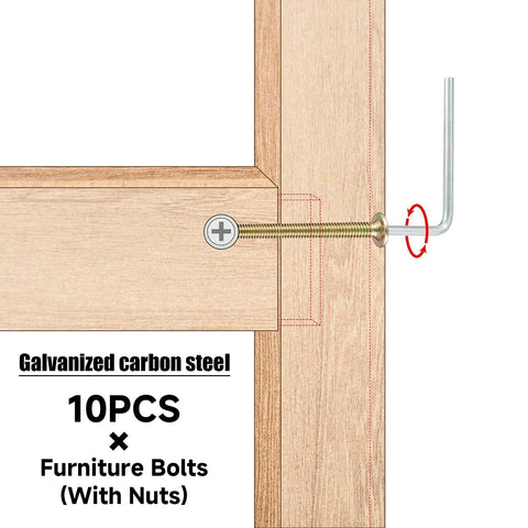 M6 X 100mm Bunk Bed Bolts 10 Pack Hardware Replacement Kit Hex Socket Wood Bed Screws For Bed Frames Carbon Steel Headboard Screws
