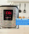 Close-up of pressure cooker display showing error for Two Pack Universal Pressure Sensor Replacement For Instant Pot Power Cooker Cuisinart Farberware Gourmia And Other Major Brands General Sensor Or Switch For Reliable Temperature And Pressure Control.