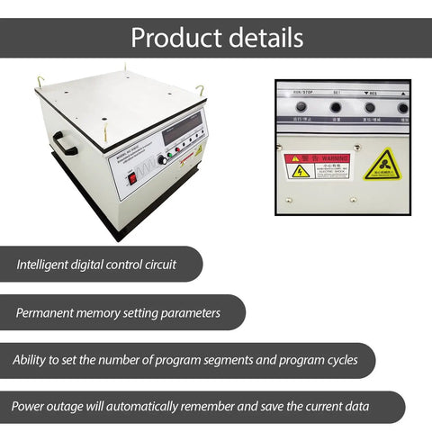Vibration Test Bench For Electronics And Toys With 40Kg Load Capacity Pro Grade Vibration Testing Table 1200W 110V Power Silent Industrial Steel Platform Auto Transport Simulation And Durable Build, control panel view