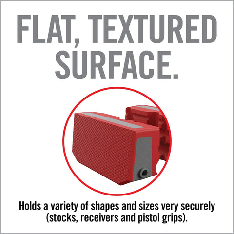 Heavy Duty Smart Jaws Bench Vise Sleeves lock down firearms and optics with flat textured surface for secure grip.