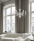 French Country Chandelier 6 Light Modern Farmhouse Vibe For Dining Room And Kitchen, Rustic White Metal Candle Style Pendant Light For Bedroom