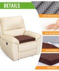 Comfy Long Sitting Recliner Cushion For Elderly Seniors 20x20x3 Inch Thick Foam Seat Pad in coffee color on cream recliner