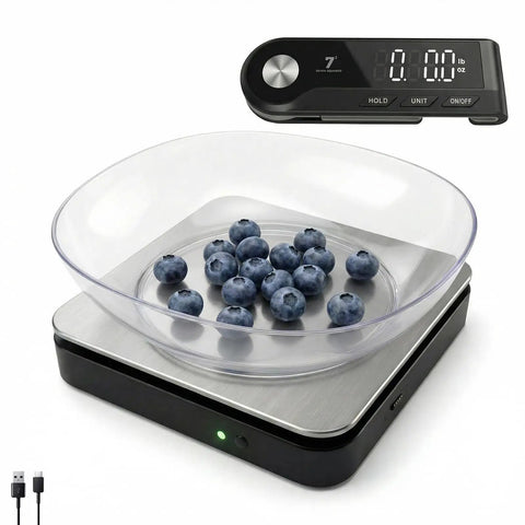 Digital Kitchen Scale With Pull Out Display 0.1g Precision 11 Lb 5 Kg Capacity LED Backlit USB Rechargeable Stainless Steel Platform