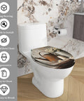 Elongated Toilet Seat Farmhouse with floral design, fitting standard toilets, easy to clean, and simple to install.
