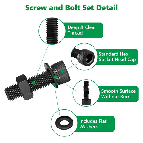 M3 Hex Socket Head Cap Screws And Nuts Kit Set With 631 Pieces Grade 12.9 Alloy Steel Metric Bolts Black Zinc Plated Details
