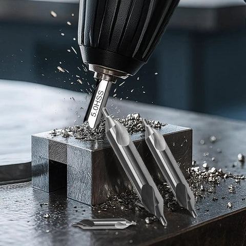 7 Piece M2 High Speed Steel Center Drill Bit Set For Metal Lathe Tools With 60 Degree Countersink Precise Hole Positioning in use