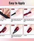Step-by-step application guide for Dope Gel Nail Polish Kit With UV Light Four Functional Adhesive Bottles Plus Base Coat No Wipe Top Coat.