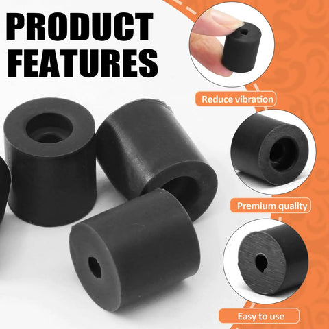 Close-up of black silicone solid bed mounts for 3D printer heat bed leveling, showcasing product features and quality