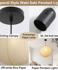 Large Off White Paper Pendant Light 23.6 Inch Japanese Rice Paper Ceiling Lamp With Cord And Canopy in a modern setting.