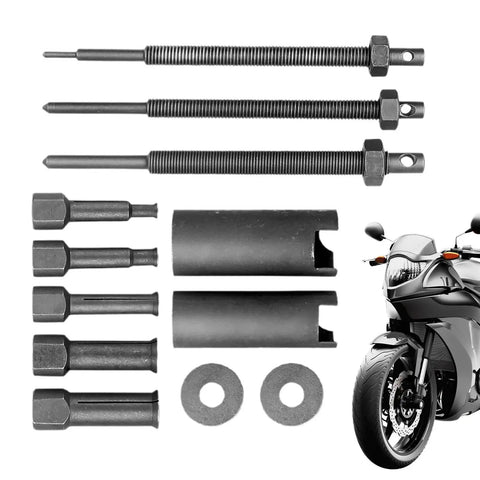 12 Piece Motorcycle Bearing Puller Kit Blind Hole Extractor Compact Engine Tool Set Damage Free Removal No Hammer Needed For Tight Spots Smooth Operation Swapping Bearings Like A Boss Without Scratching Metal During Quick Garage Fixes, black steel parts