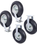 No Sweet Glide 12 Inch Pneumatic Caster Wheels Set With Precision Ball Bearings and Knobby Ribbed Rubber Tires for heavy dollies.