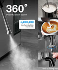 20 Bar Espresso Machine With Hot Brew And Rapid Cold Brew, Stainless steel milk frother steam wand detail and microfoam