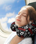 Woman on plane using U Shaped Neck Pillow For Travel And Work, Lightweight And Reusable All In One Napping Buddy