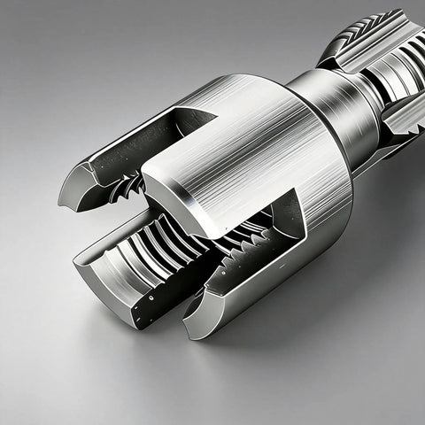 Close-up of the Four In One Pipe Wrench And Threader Kit For Pvc Pipes showing smooth, precision-cut threads for efficient plumbing.