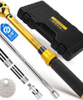Three Eighth Inch Drive Torque Wrench Set With Magnetic 12 Point Spark Plug Sockets 14Mm And 16Mm Spark Plug Gap Tool Five To Fifty Foot Pounds