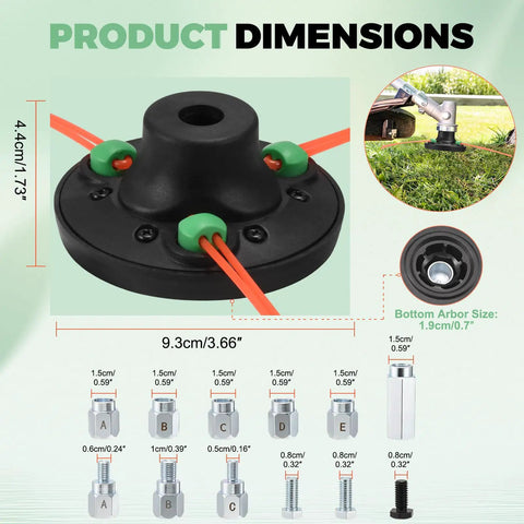 Universal Weed Eater Head With Fast Load Trimmer System No Fuss Install Includes Bolts And Nuts 12 0.095 Inch Trimmer Line Works With Echo Stihl Husqvarna Dewalt Ego Ryobi And More product dimensions