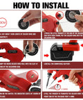 Instruction guide for using Cordless Soldering Iron Kit Compatible With Milwaukee 18V Batteries, showing steps with images.