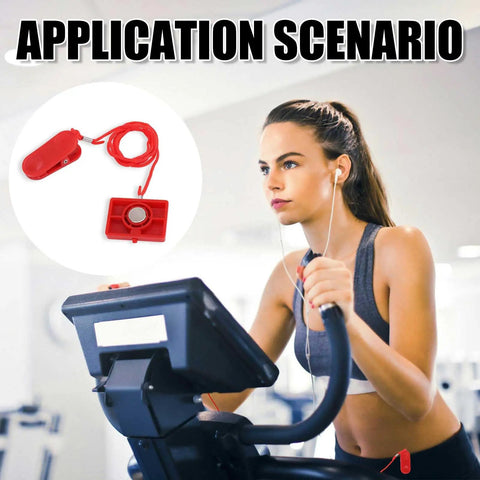 Two Pack Magnetic Treadmill Safety Keys Universal Emergency Stop Magnet Replacement Parts in gym setting with runner