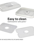 Digital Food Dehydrator With Five Stackable Bpa Free Trays And Adjustable Thermostat parts, easy-to-clean dishwasher-safe trays and lids.
