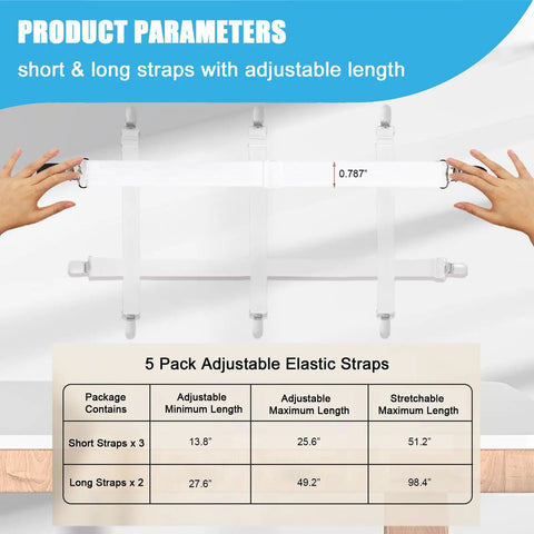 Hands adjusting Hidden Strap Tablecloth Clips 5 Pack With Adjustable Elasticity For Indoor And Outdoor Use on table