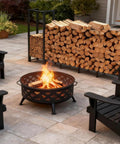 Beefy 8Ft Firewood Rack With Heavy Duty Metal Frame And Built In Kindling Storage For Indoor And Outdoor Use on patio