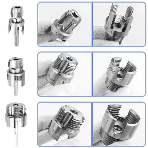 Upgrade Your Plumbing Game With This Electric Drill PVC Pipe Threader, high carbon steel pipe threading dies for various sizes.