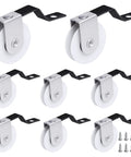 Spring Tension Screen Door Rollers 8 Pcs Replacement Kit For Sliding Doors 1 Inch Wheels Fits B638 B687 B639 Easy Install For DIYers Quiet And Smooth Operation, showing eight rollers and screws.