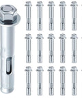 Front view of 20 Pack 1/2 X 3-Inch Sleeve Anchors For Concrete, Masonry And Brick With Hex Head, Zinc Plated, Heavy Duty Bolts