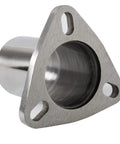 Need To Fix That Rattle This Universal Semi Direct Fit Exhaust Converter Pipe Comes With A 2.5 Inch OD Three Bolt Weld On Flange Repair Kit Crafted From Tough T304 Stainless Steel To Keep Your Ride Purring Smooth close-up of stainless steel flange