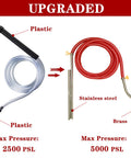 Comparison of plastic and stainless steel Dustless Wet Sandblasting Kit for Pressure Washer 5000 PSI with Replacement Nozzle Tips.