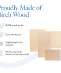 Baltic birch plywood sheets (4) in natural wood finish, B/BB grade, for laser, CNC cutting.
