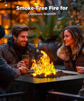 Couple enjoying 28 Inch Propane Fire Pit Table With 50000 BTU Heat Output CSA Certified Outdoor Gas Fire Pit with friends