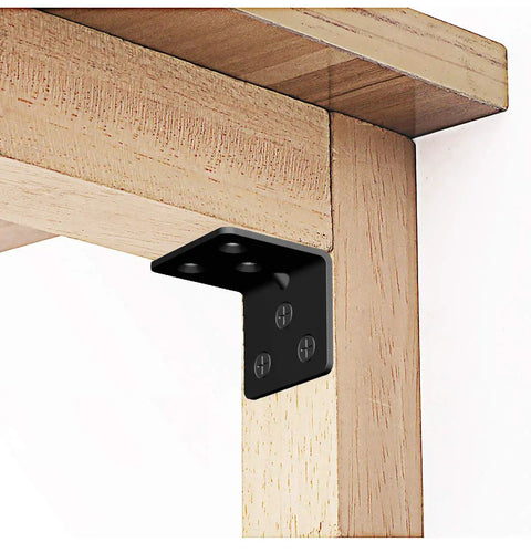 Heavy Duty Black Stainless Steel Shelf Bracket Right Angle L Shape Corner Brace For Wood Shelves 16 Pack 1.5x1.2x1.2 Inches